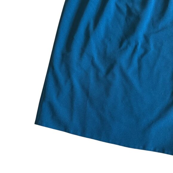 Dress The Population Lyla Crepe Cocktail Dress Peacock Blue Sheath Size 12 - Picture 6 of 13